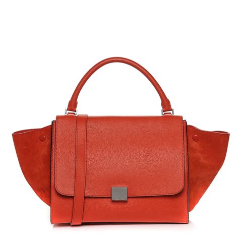 celine trapeze red vermillion|CELINE Drummed Calfskin Suede Medium Trapeze Vermillion .